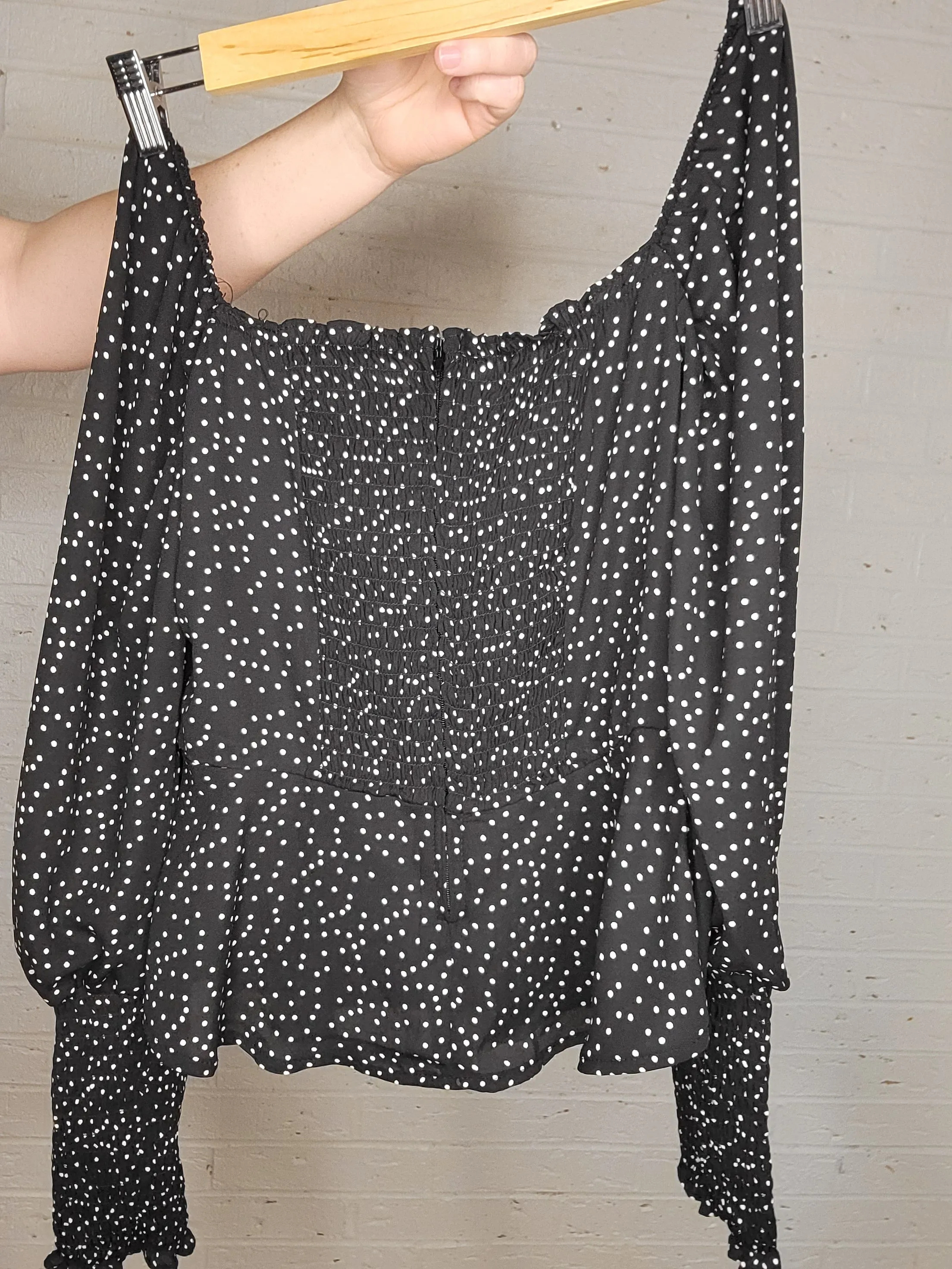 XS - Sheer Sleeve Dot Top
