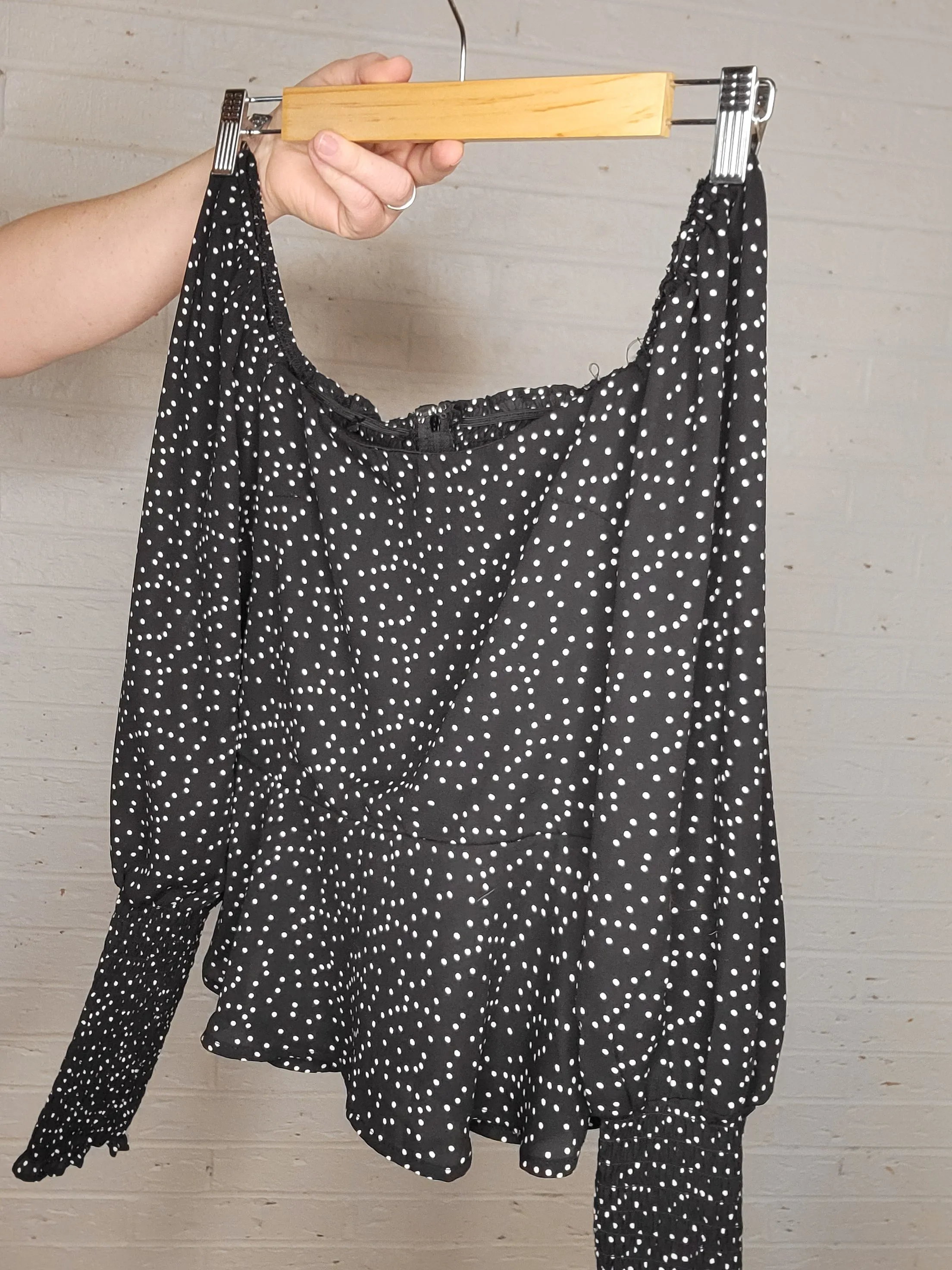 XS - Sheer Sleeve Dot Top