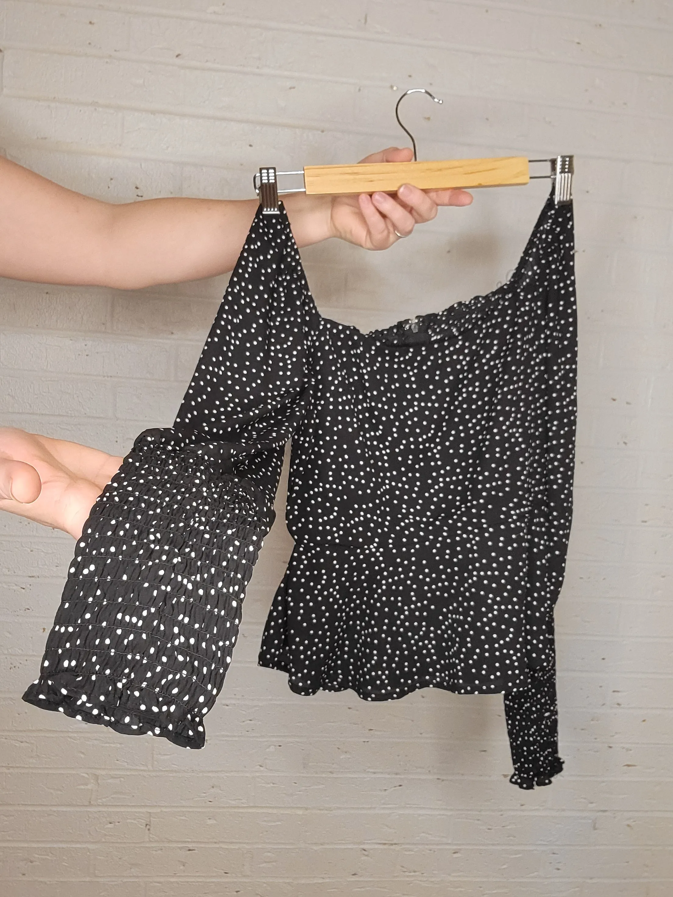 XS - Sheer Sleeve Dot Top