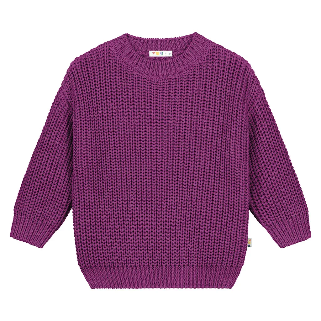 Yuki Kidswear Baby And Child Chunky Knitted Sweater Dahlia Purple