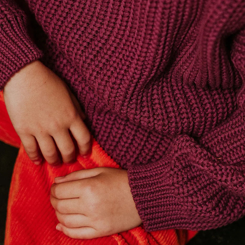 Yuki Kidswear Baby And Child Chunky Knitted Sweater Dahlia Purple