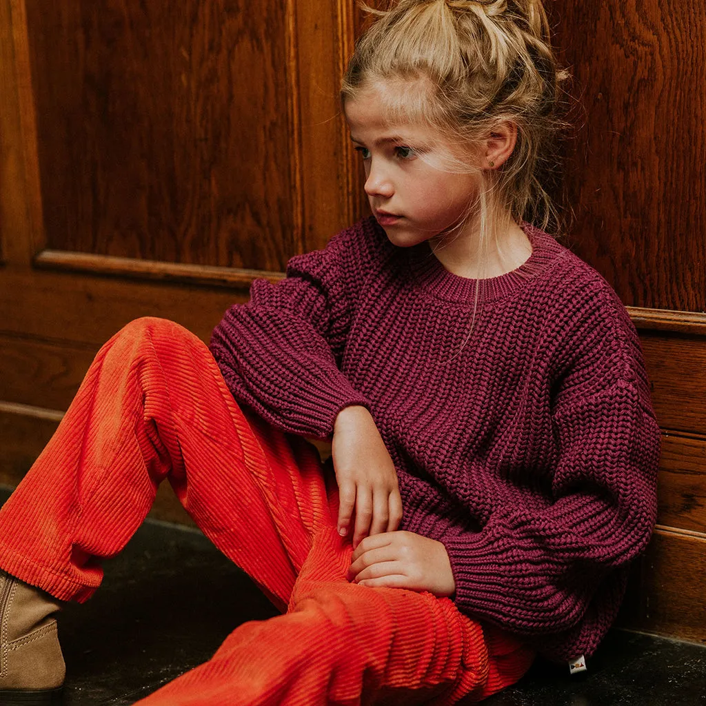 Yuki Kidswear Baby And Child Chunky Knitted Sweater Dahlia Purple