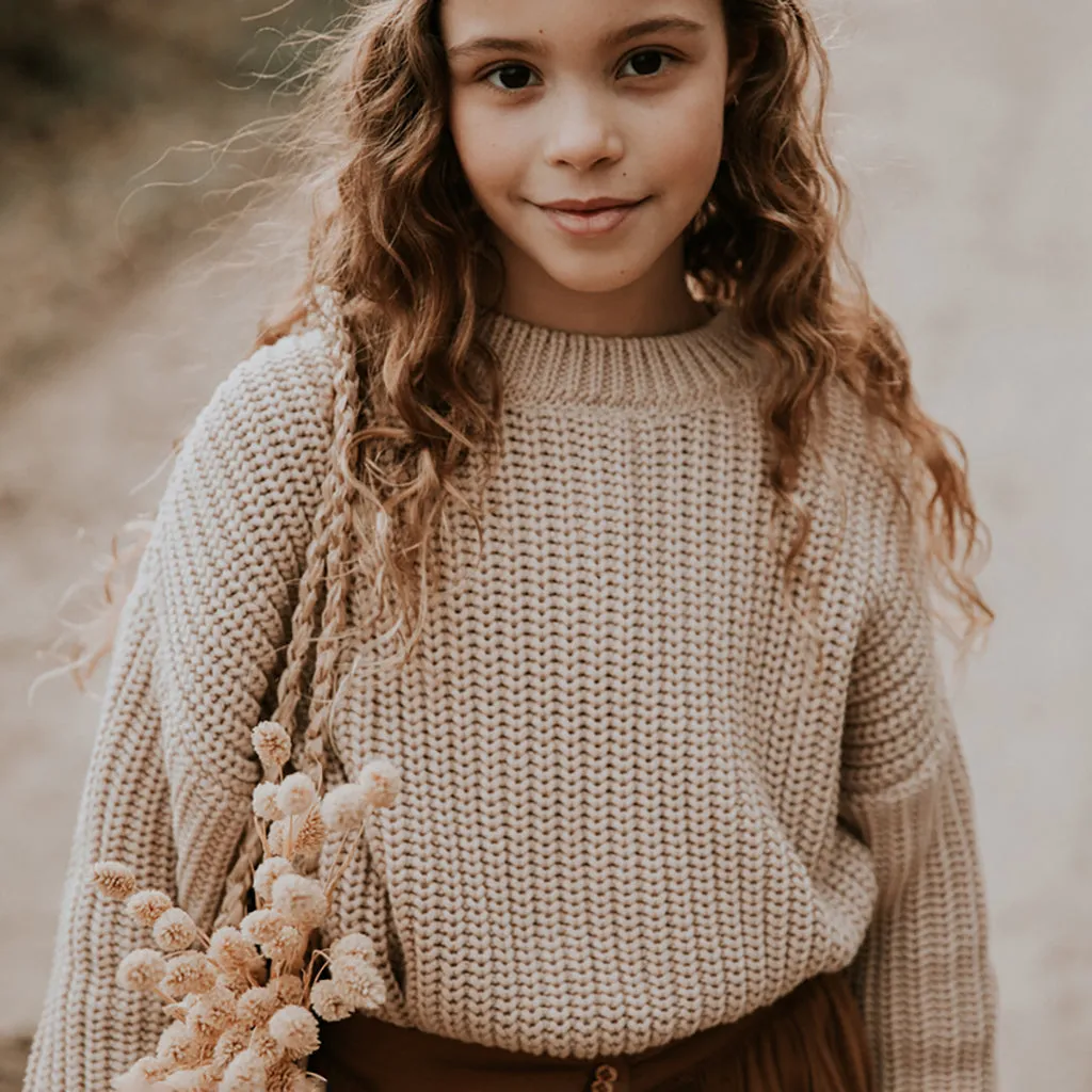 Yuki Kidswear Baby And Child Chunky Knitted Sweater Moon Cream