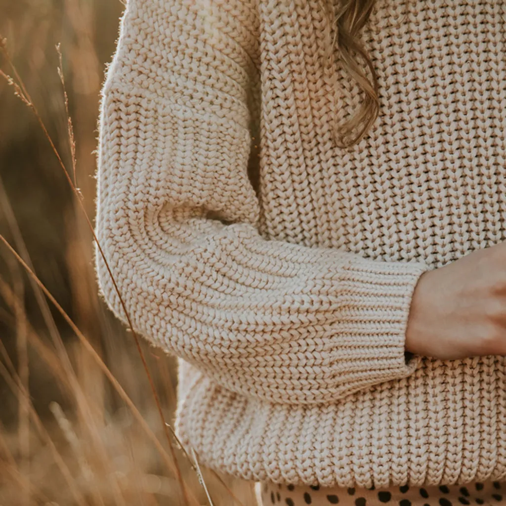 Yuki Kidswear Baby And Child Chunky Knitted Sweater Moon Cream