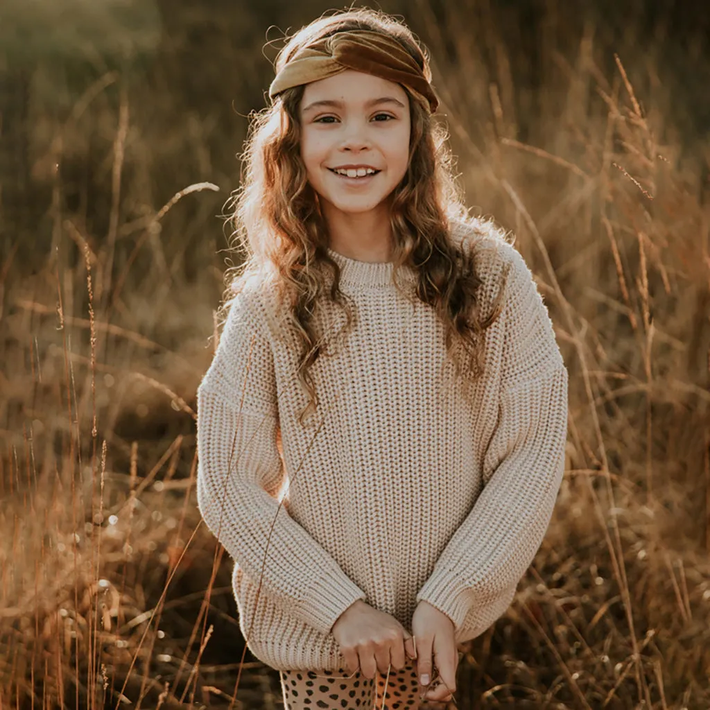 Yuki Kidswear Baby And Child Chunky Knitted Sweater Moon Cream