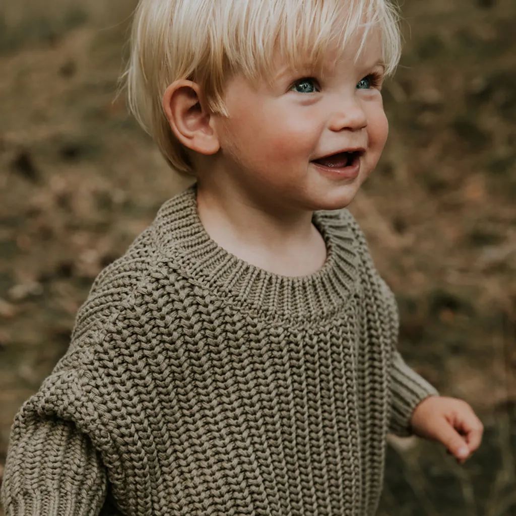 Yuki Kidswear Baby And Child Chunky Knitted Sweater Sage Green