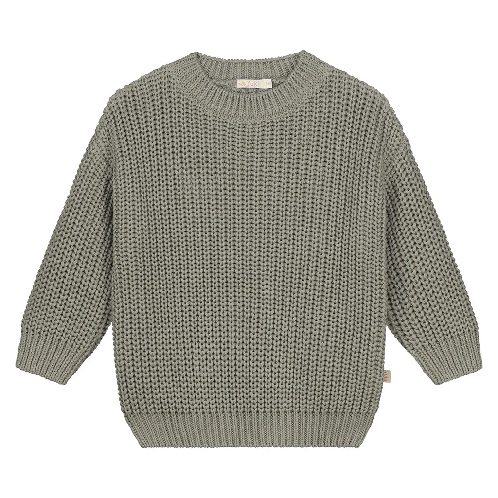 Yuki Kidswear Baby And Child Chunky Knitted Sweater Sage Green
