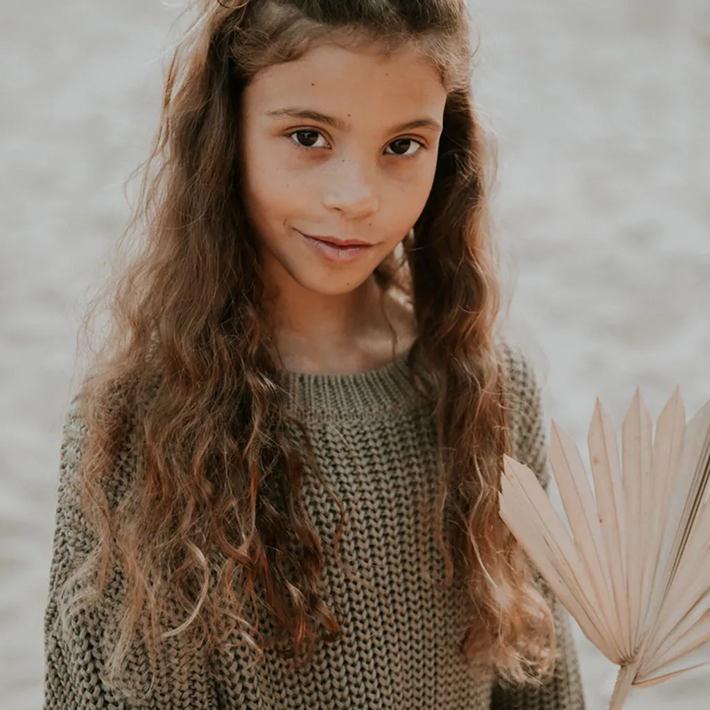 Yuki Kidswear Baby And Child Chunky Knitted Sweater Sage Green