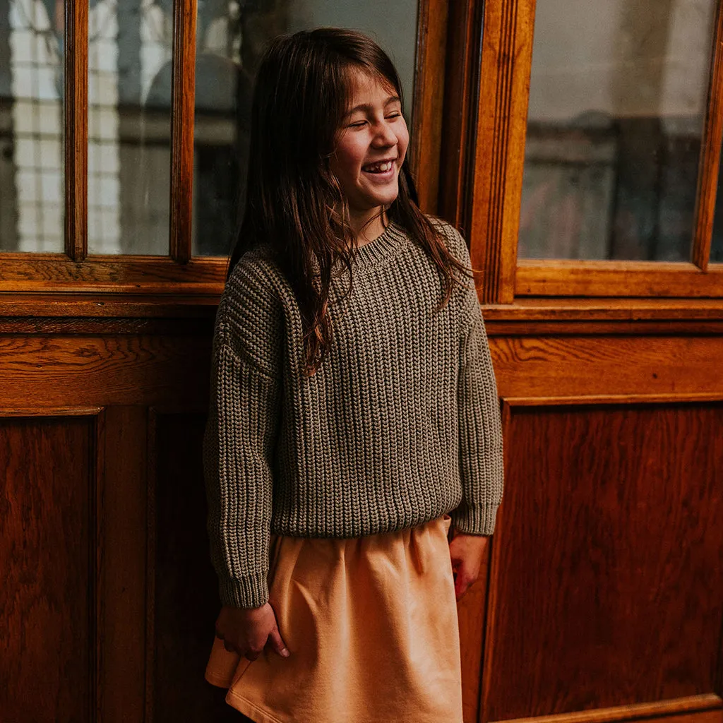 Yuki Kidswear Baby And Child Chunky Knitted Sweater Sage Green