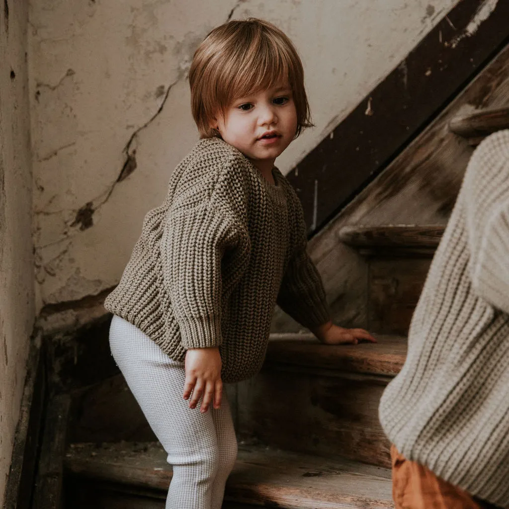 Yuki Kidswear Baby And Child Chunky Knitted Sweater Sage Green