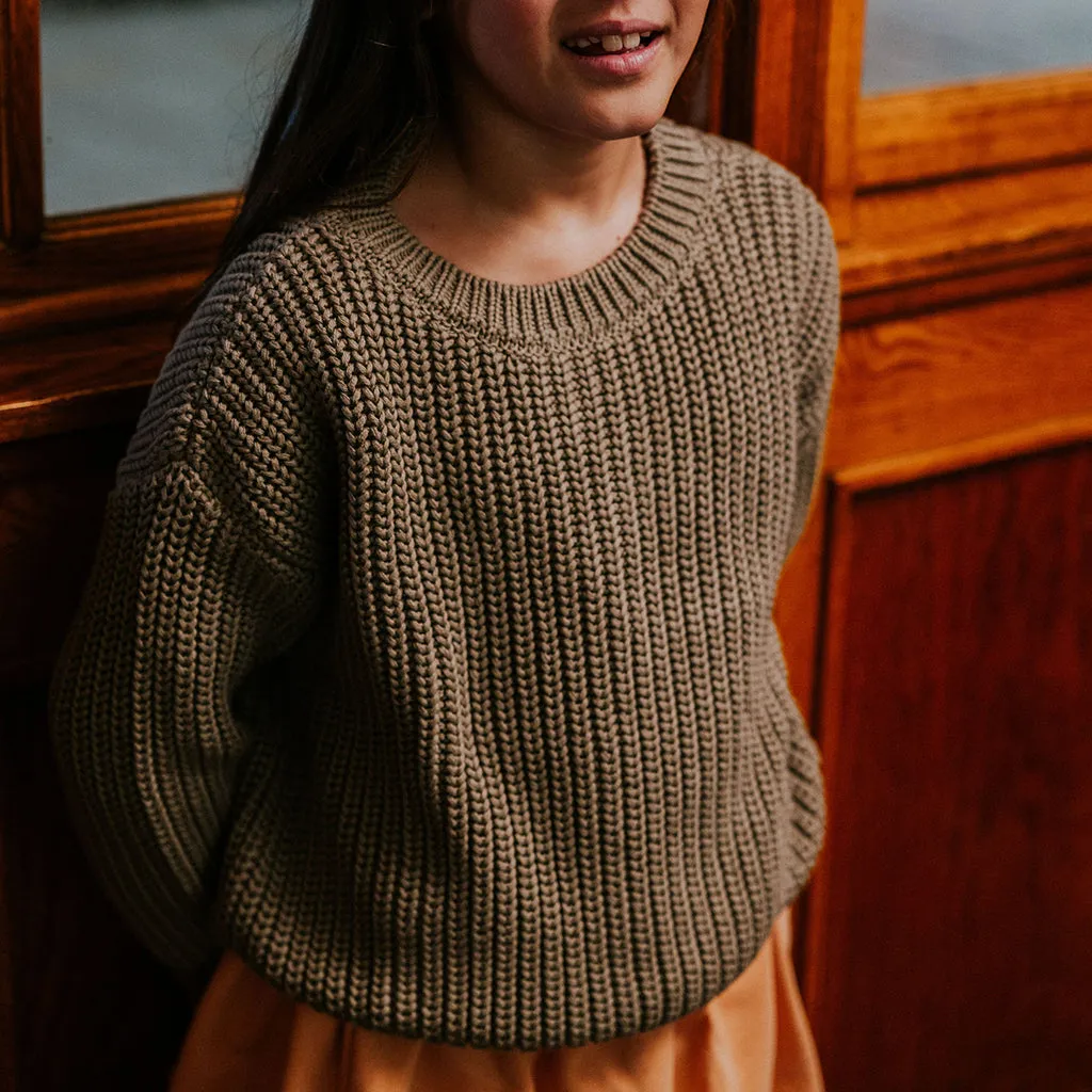 Yuki Kidswear Baby And Child Chunky Knitted Sweater Sage Green