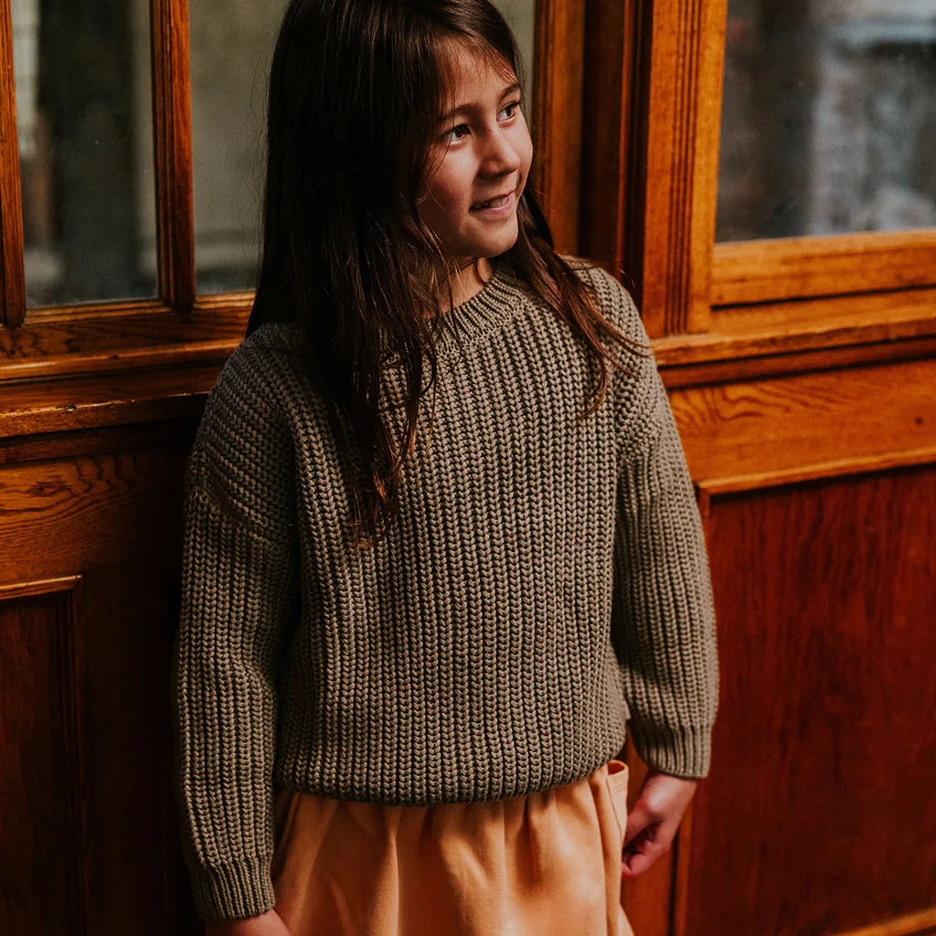 Yuki Kidswear Baby And Child Chunky Knitted Sweater Sage Green